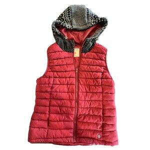Ruff Hewn Vest Maroon/Black Hooded Vest Size Small quilted
